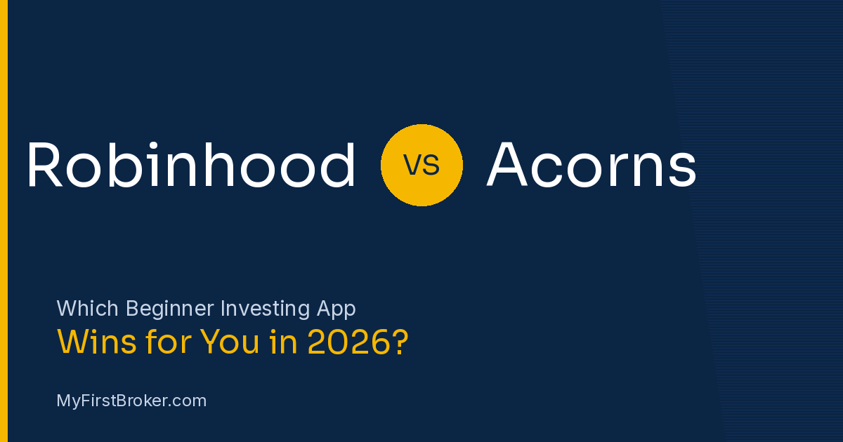 Robinhood vs Acorns comparison graphic for beginner investors